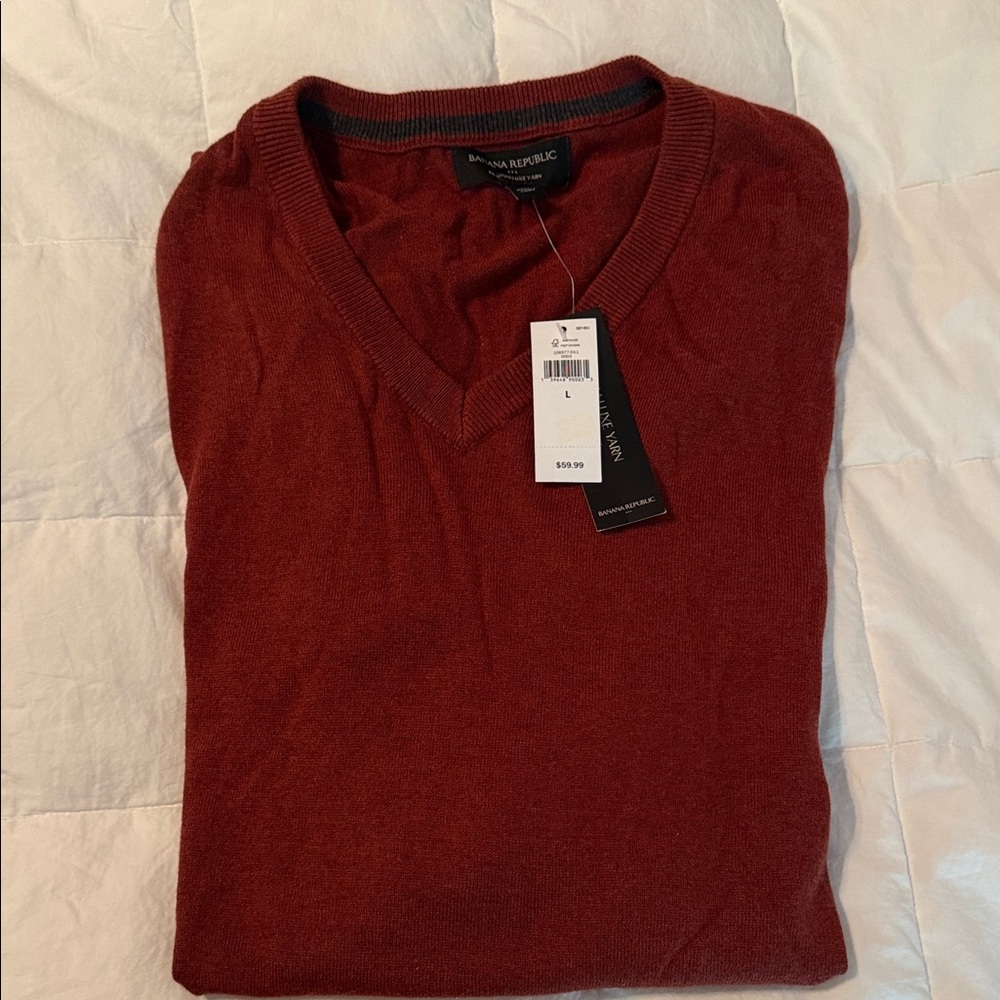 Banana Republic Men's V-Neck Sweater in Rich Red